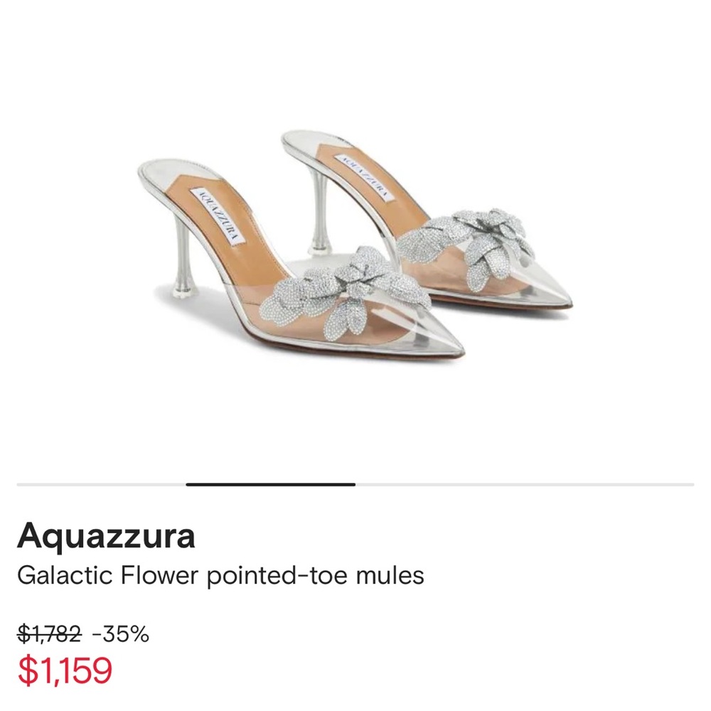 Aquazzura Galactic Flower pointed-toe mules size 39 NWT